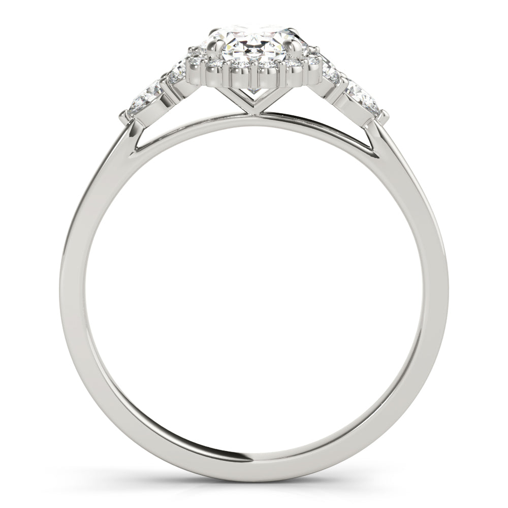 14K White Gold Oval Diamond Engagement Ring with Halo