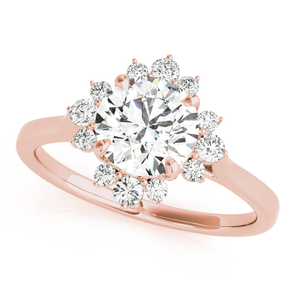 18K Rose Gold 1 CT Diamond Halo Engagement Ring
