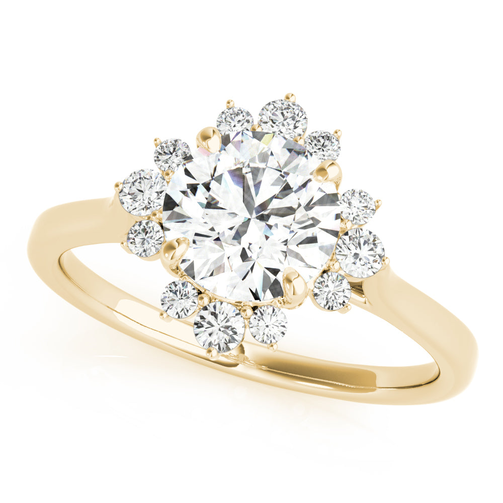 14K Yellow Gold 1 CT Diamond Halo Engagement Ring