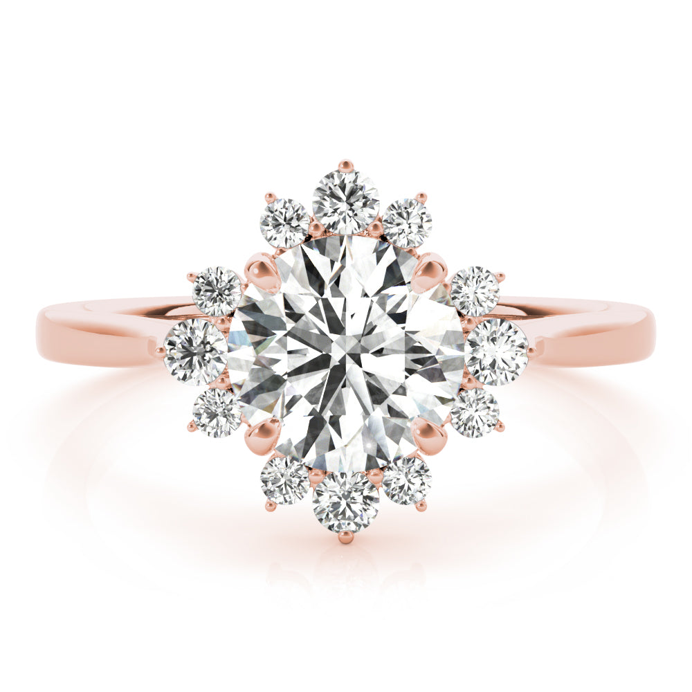 18K Rose Gold 1 CT Diamond Halo Engagement Ring