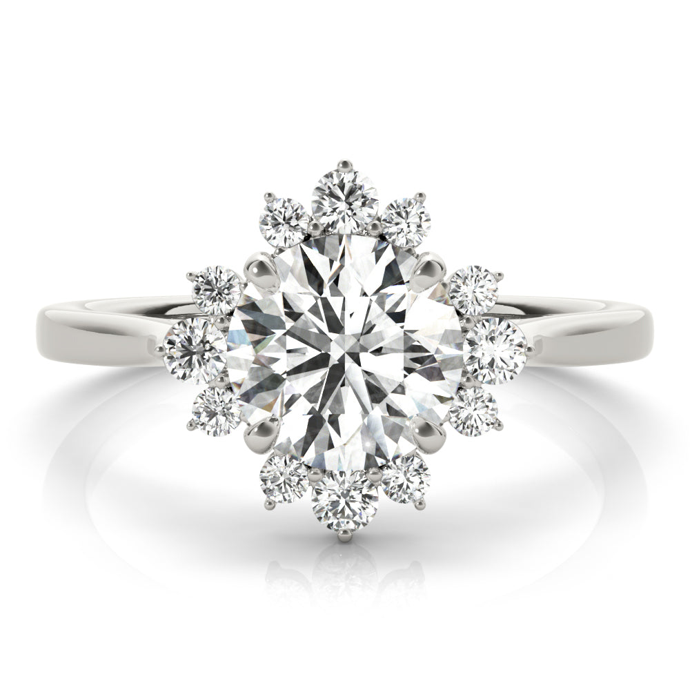 18K White Gold Round Diamond Halo Engagement Ring