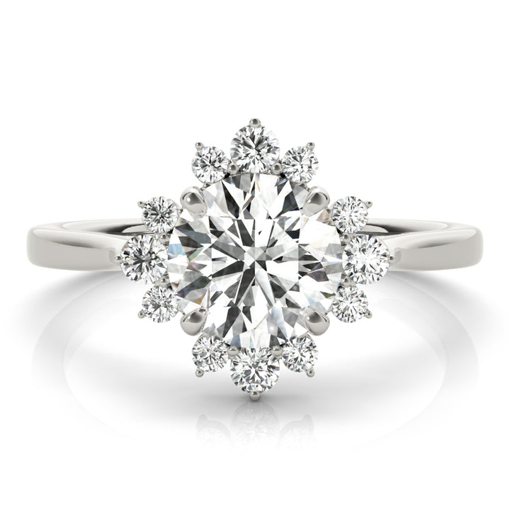 18K White Gold Round Diamond Halo Engagement Ring