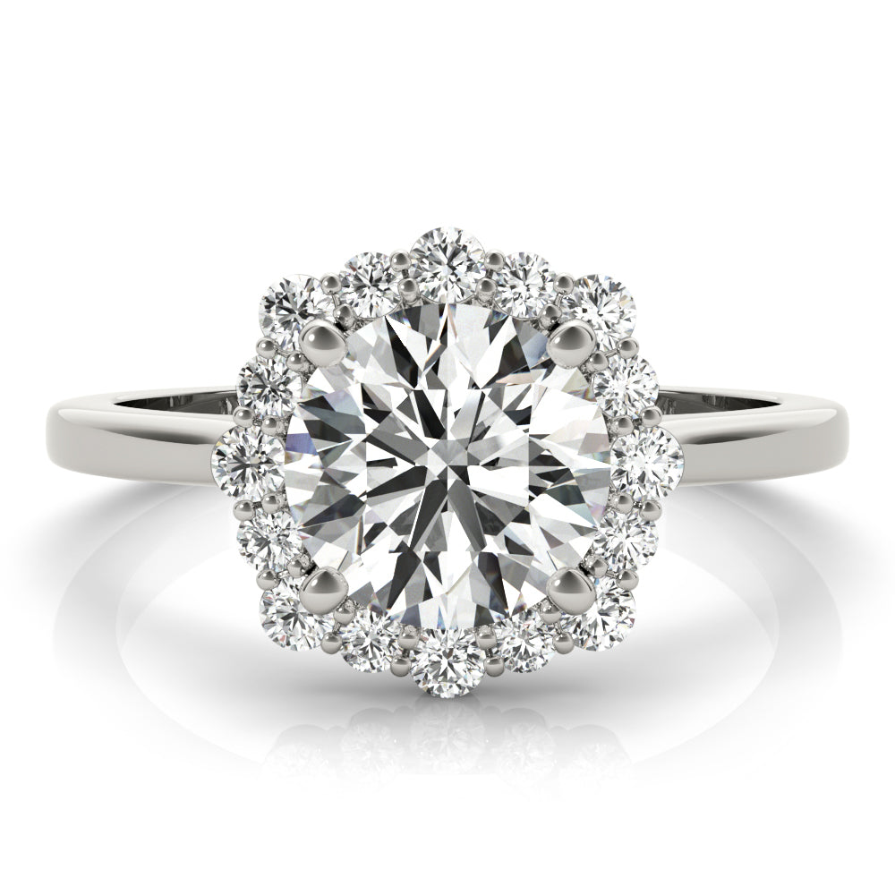 18K White Gold 1.15 ctw Diamond Halo Engagement Ring