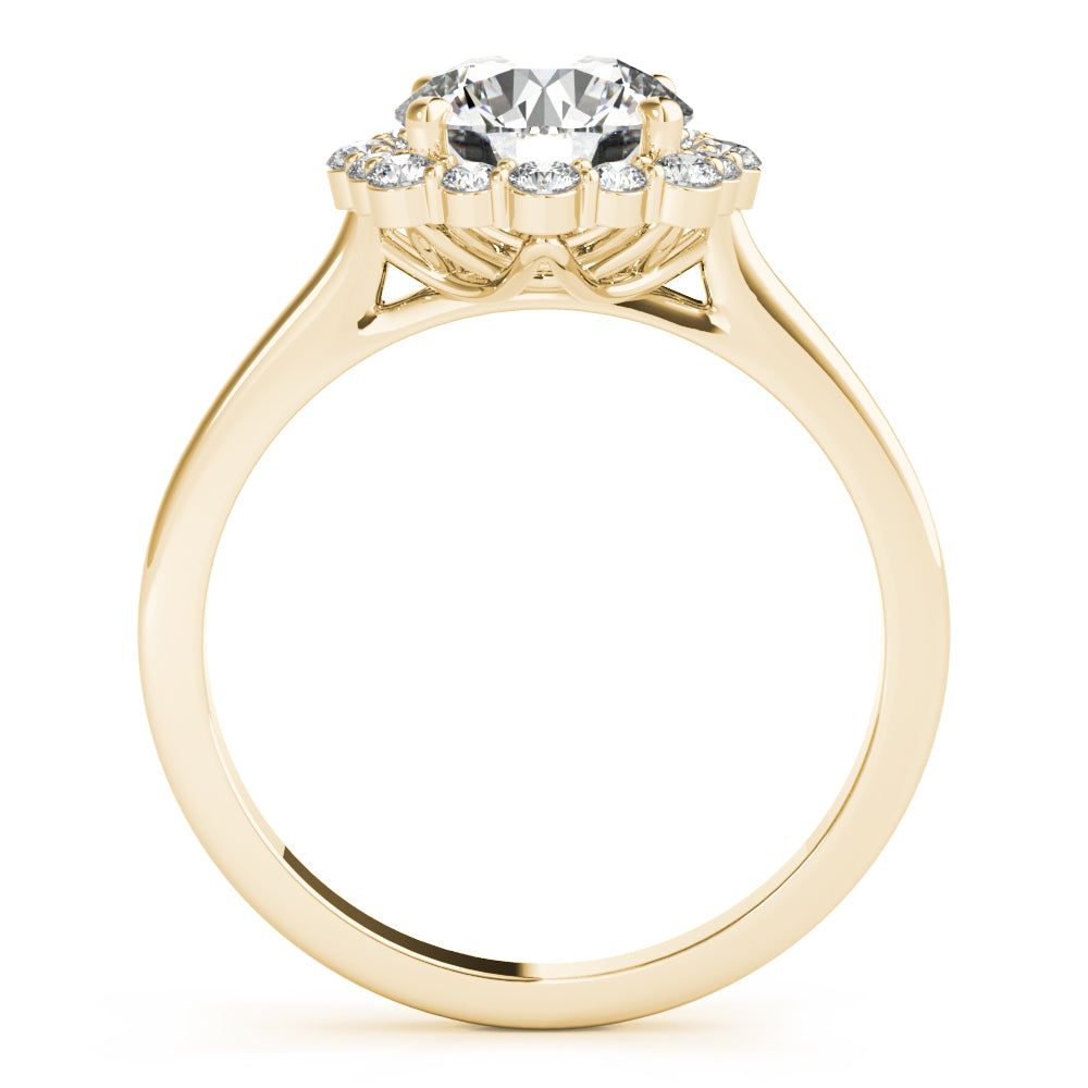 18K Yellow Gold Round Diamond Halo Engagement Ring