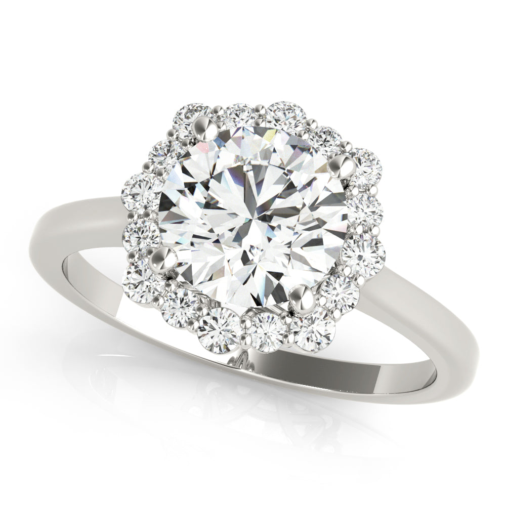 14K White Gold 1 CT Diamond Halo Engagement Ring