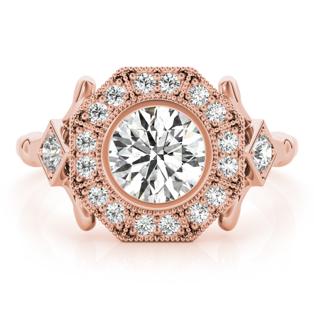 18K Rose Gold 1.33ctw Round Diamond Halo Ring