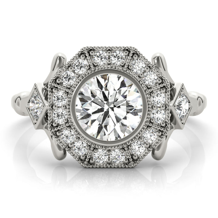 Platinum Round Diamond Halo Engagement Ring