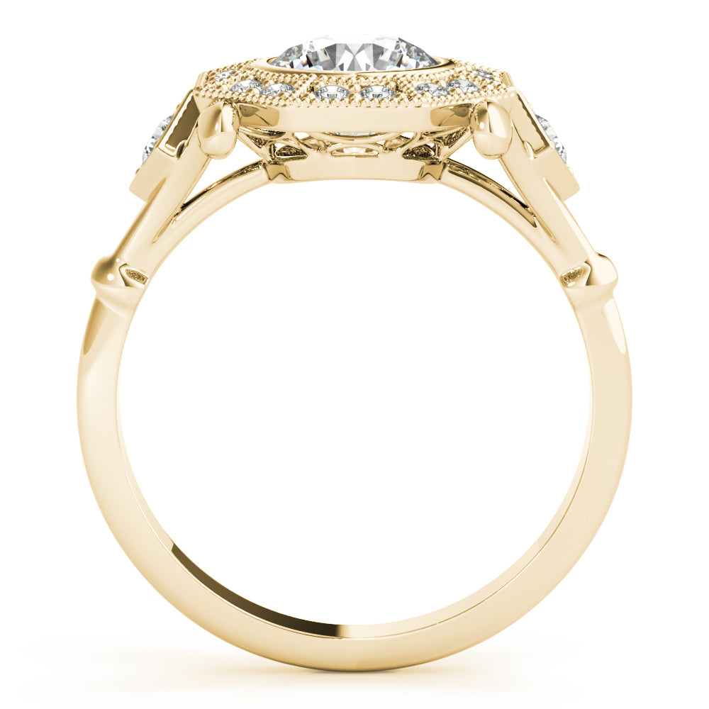 14K Yellow Gold Diamond Halo Engagement Ring 1.33ctw