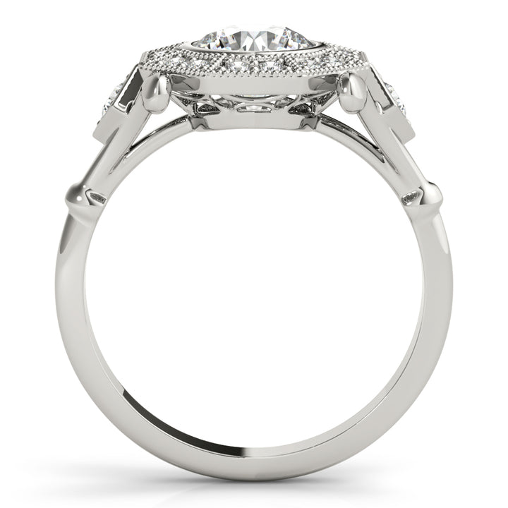 Platinum Round Diamond Halo Engagement Ring