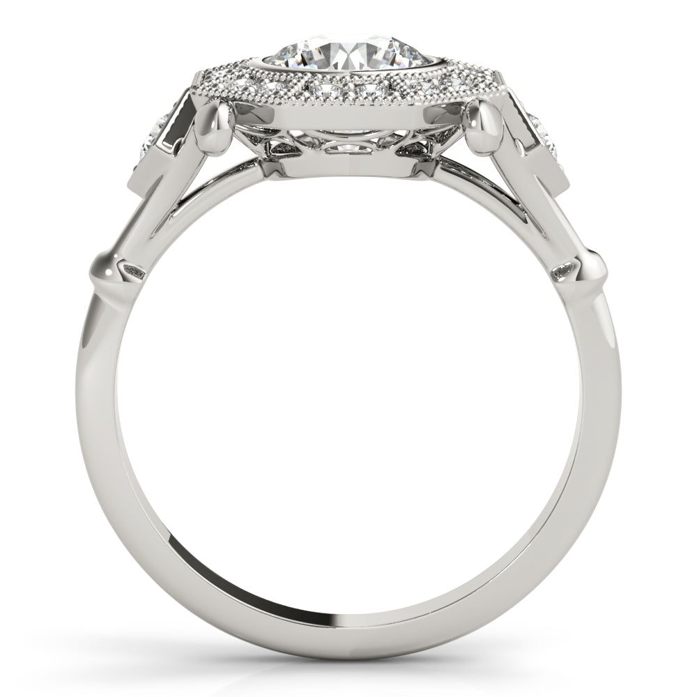 18K White Gold Round Diamond Halo Engagement Ring