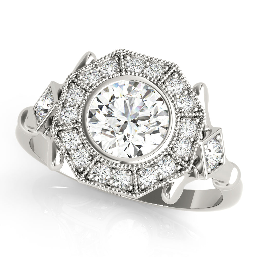 14K White Gold 1.33ctw Round Diamond Halo Ring
