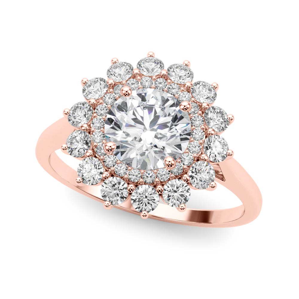 18K Rose Gold 1 ct Diamond Halo Engagement Ring
