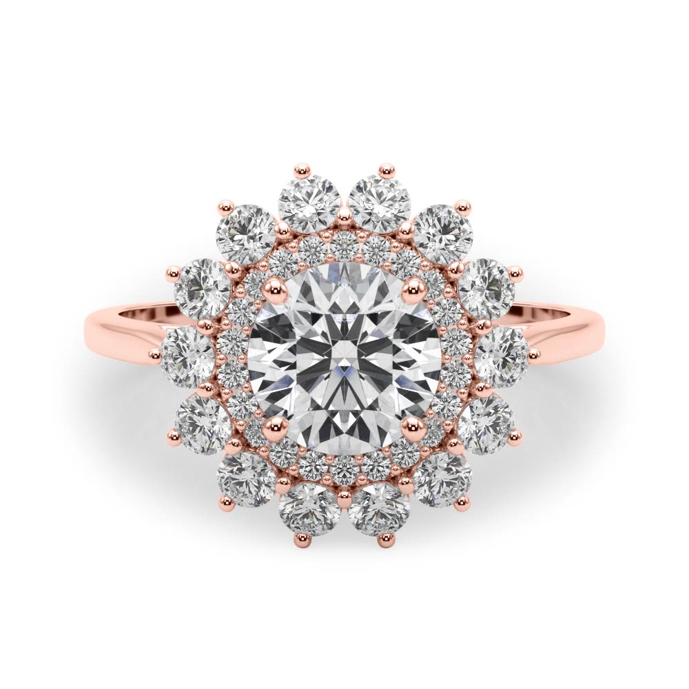 18K Rose Gold 1 ct Diamond Halo Engagement Ring