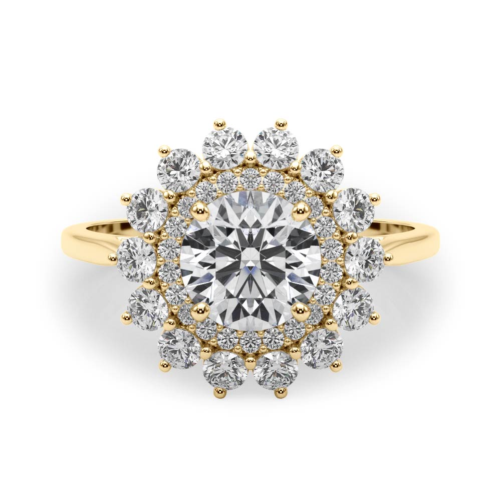 18K Yellow Gold Diamond Halo Engagement Ring 1.5 ctw