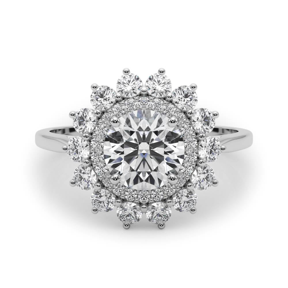 18K White Gold 1 ct Diamond Halo Engagement Ring