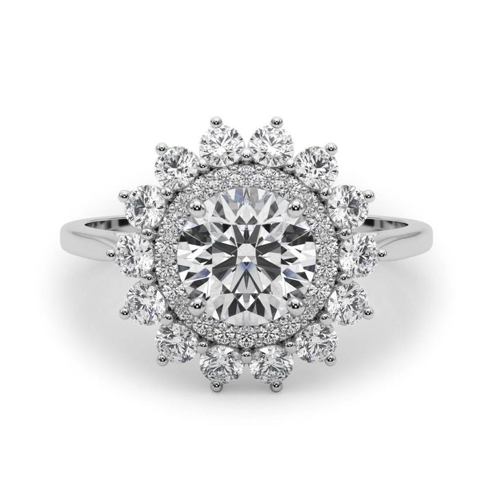 18K White Gold 1 ct Diamond Halo Engagement Ring
