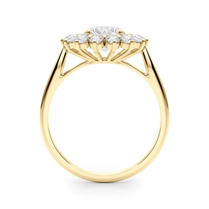 18K Yellow Gold Diamond Halo Engagement Ring 1.5 ctw