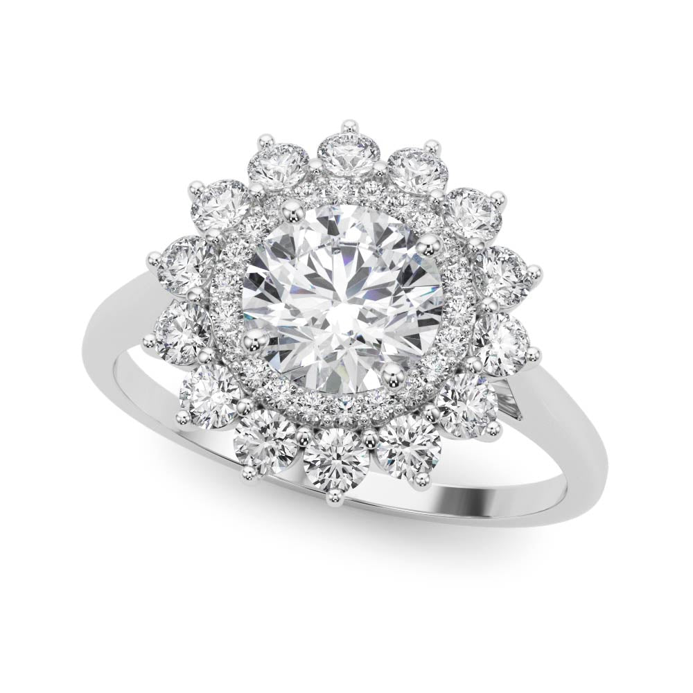 14K White Gold 1 ct Diamond Halo Engagement Ring