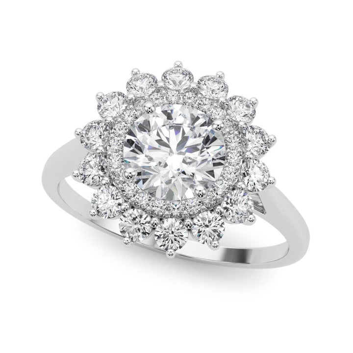 14K White Gold 1 ct Diamond Halo Engagement Ring