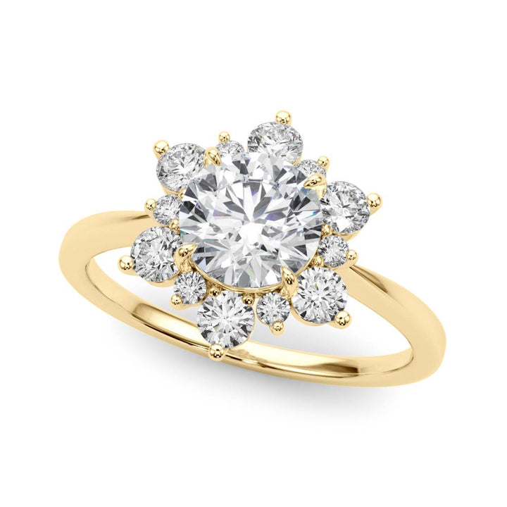 14K Yellow Gold 1 CT Diamond Halo Engagement Ring