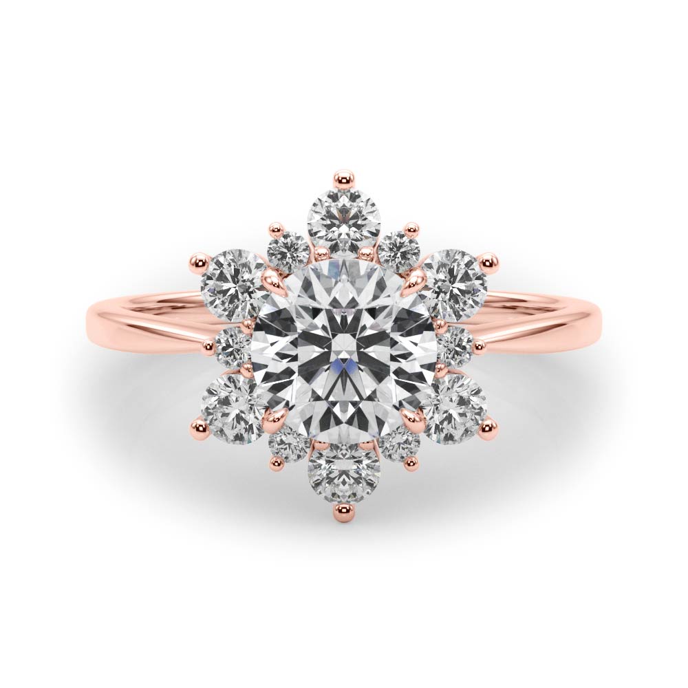 14K Rose Gold 1.5 ctw Diamond Halo Engagement Ring