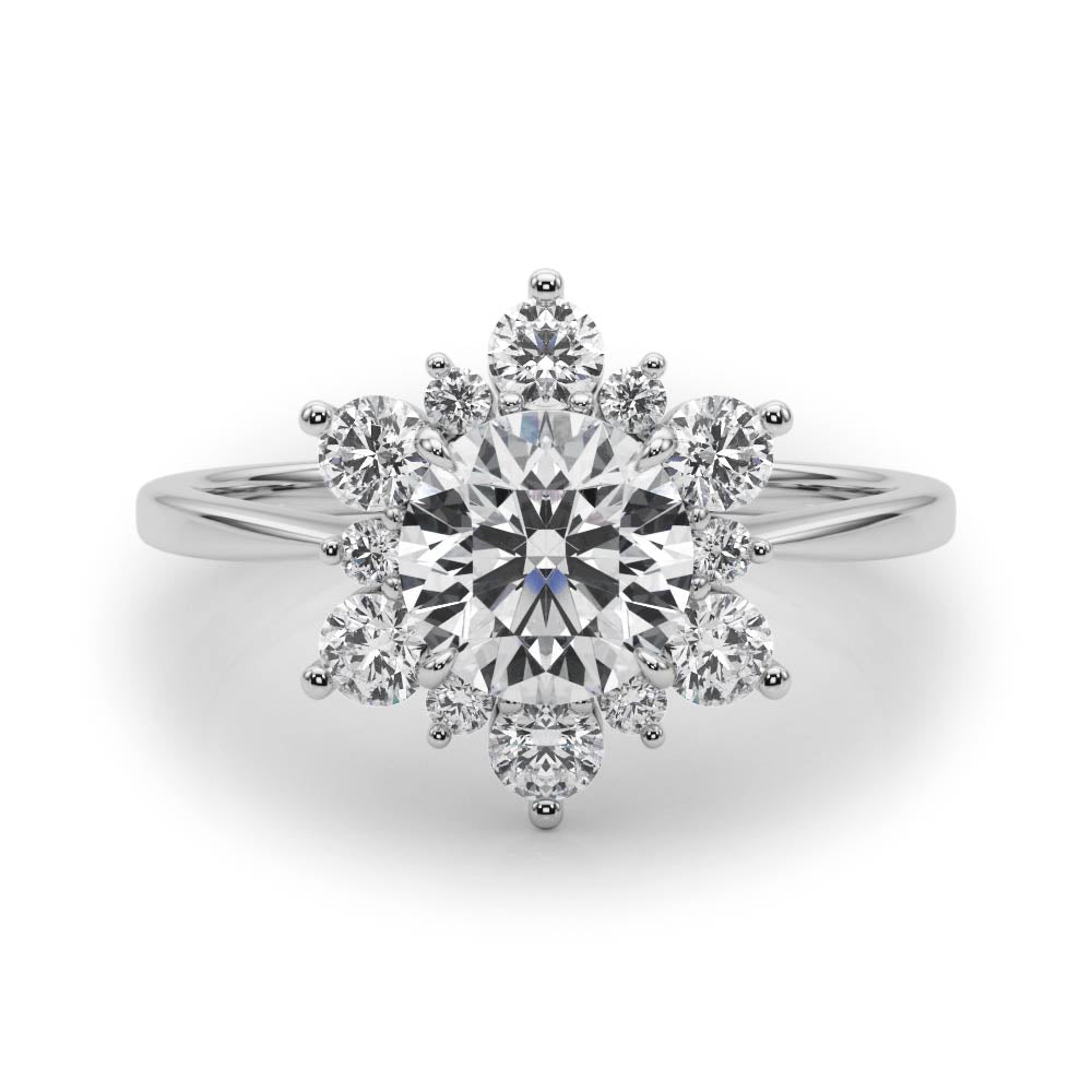 14K White Gold 1.5 ctw Round Diamond Halo Ring
