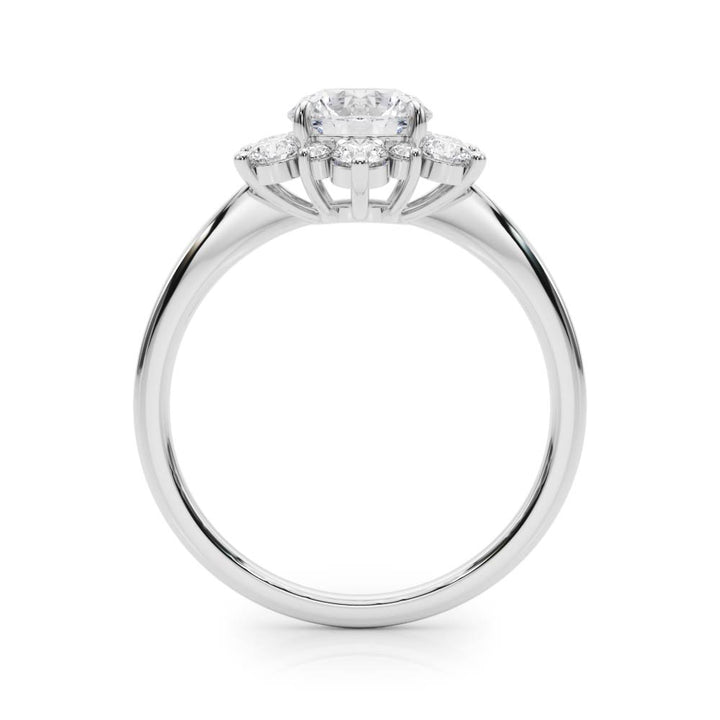 Platinum 1.5 CT TW Round Diamond Halo Engagement Ring