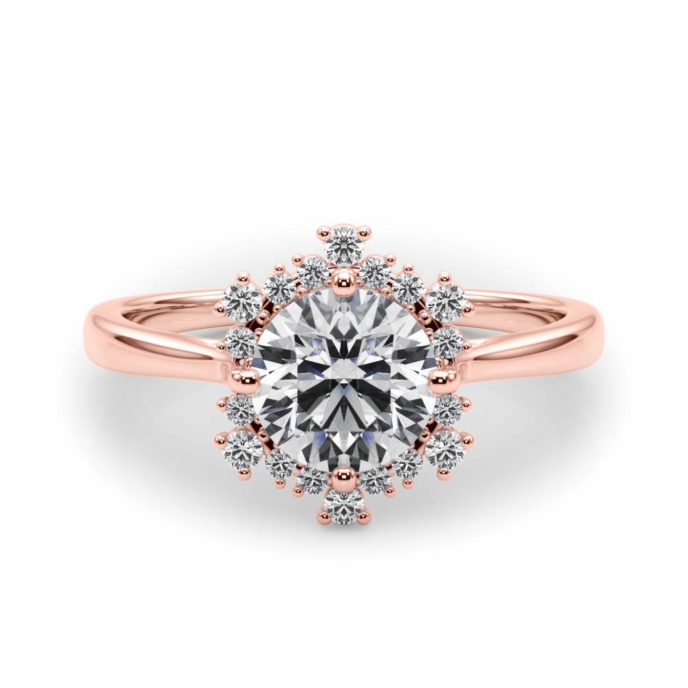 14K Rose Gold 1 CT Diamond Halo Engagement Ring