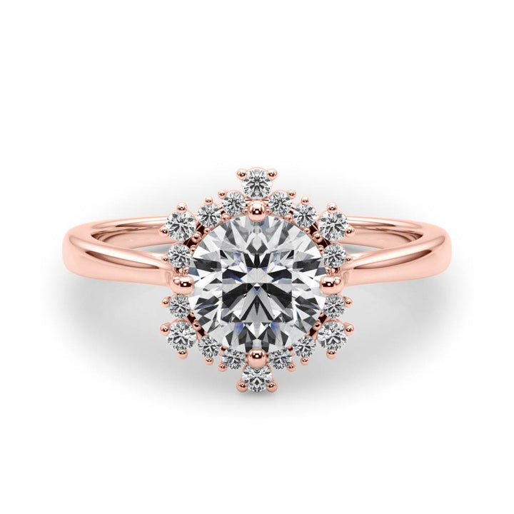 14K Rose Gold 1 CT Diamond Halo Engagement Ring