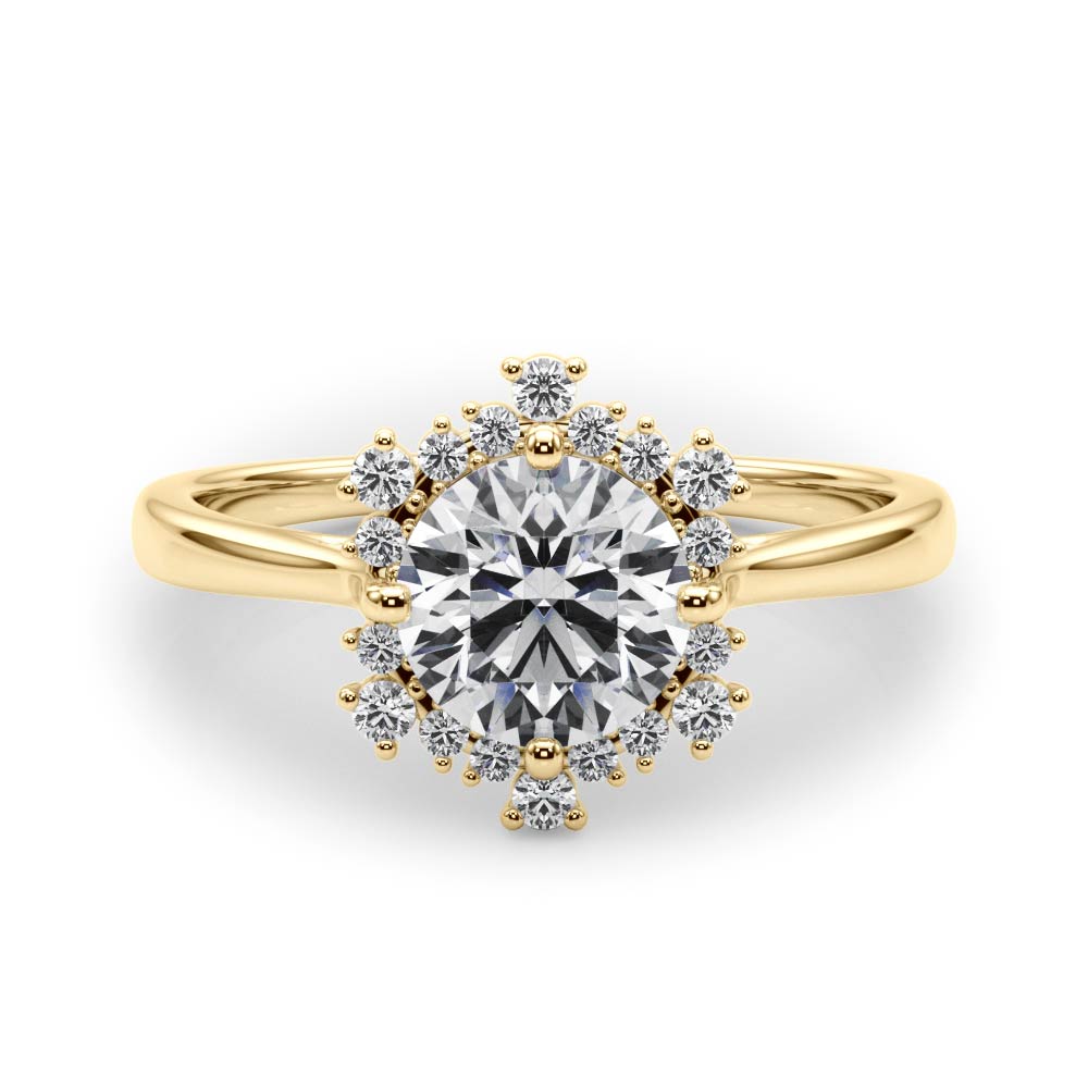 18K Yellow Gold 1ct Diamond Halo Engagement Ring