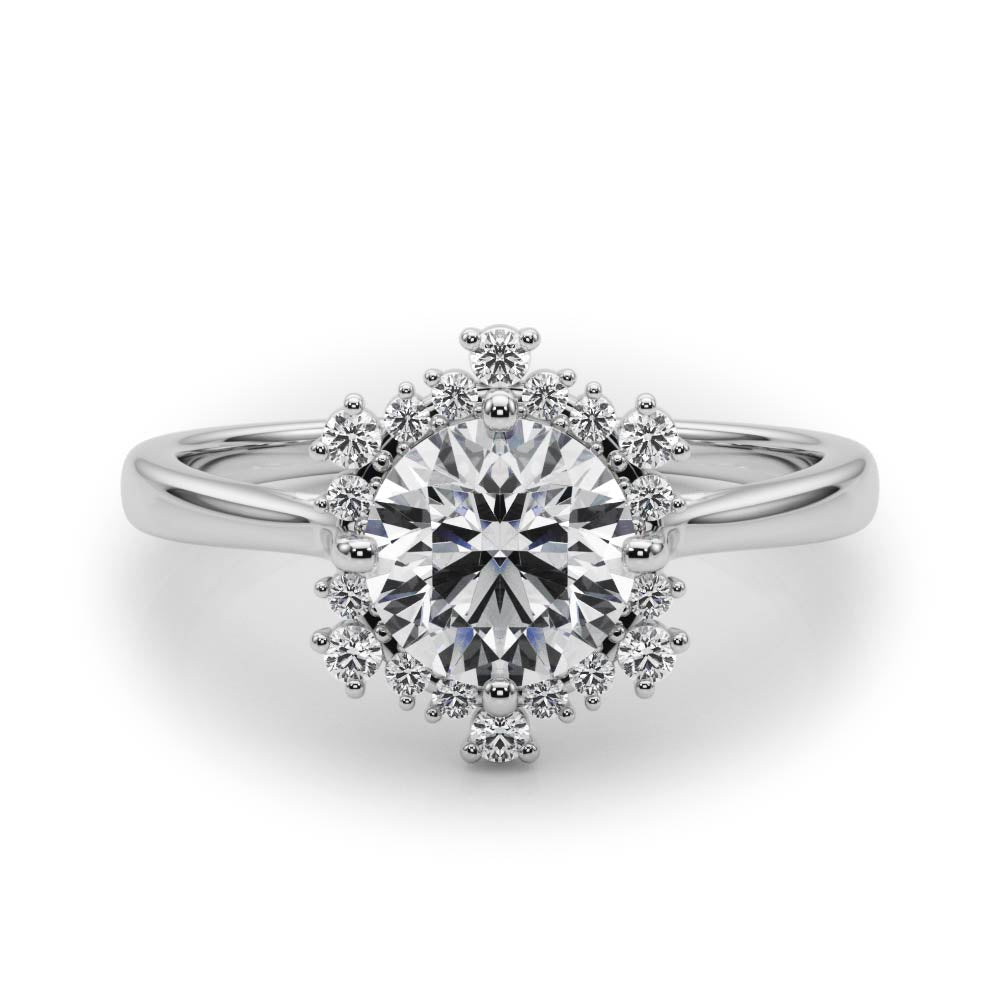 Platinum 1 CT Diamond Halo Engagement Ring