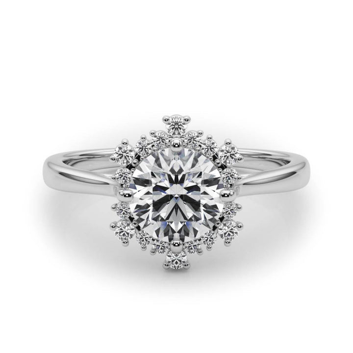 18K White Gold 1 CT Diamond Halo Engagement Ring