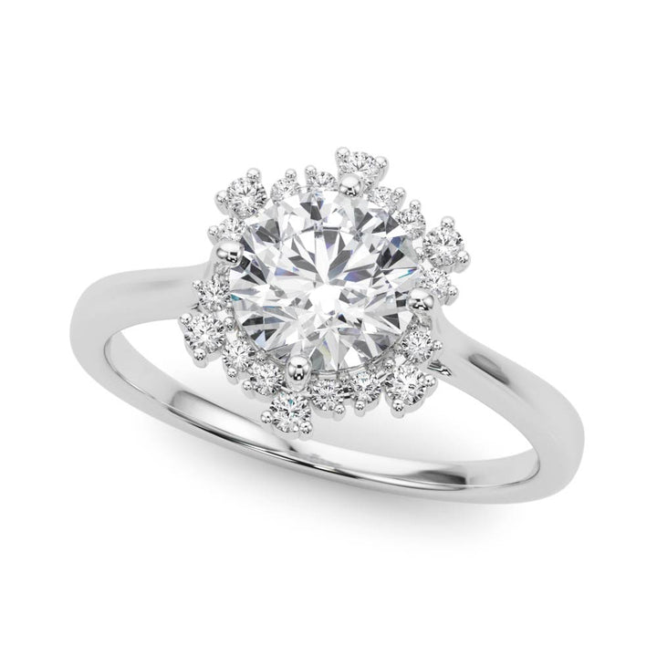 Platinum 1 CT Diamond Halo Engagement Ring