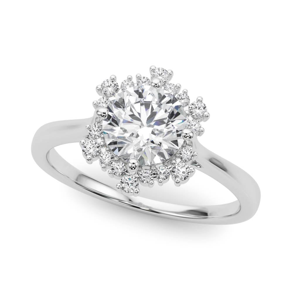 18K White Gold 1 CT Diamond Halo Engagement Ring
