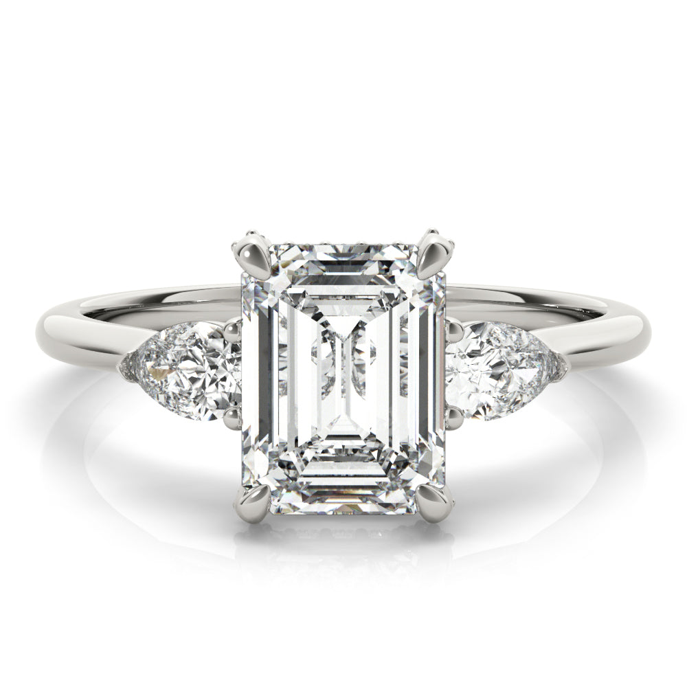 18K White Gold 1.5 CT Emerald Diamond Engagement Ring