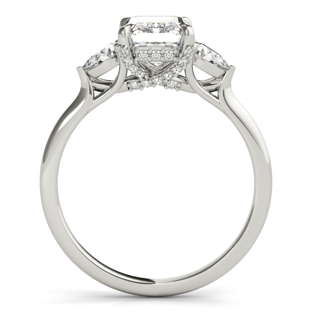 18K White Gold 1.5 CT Emerald Diamond Engagement Ring