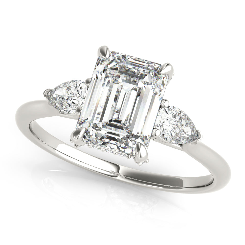 14K White Gold 1.5ctw Emerald Diamond Engagement Ring