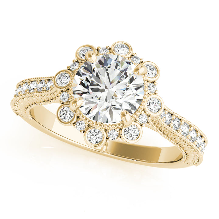 18K Yellow Gold 1 CT Diamond Halo Engagement Ring