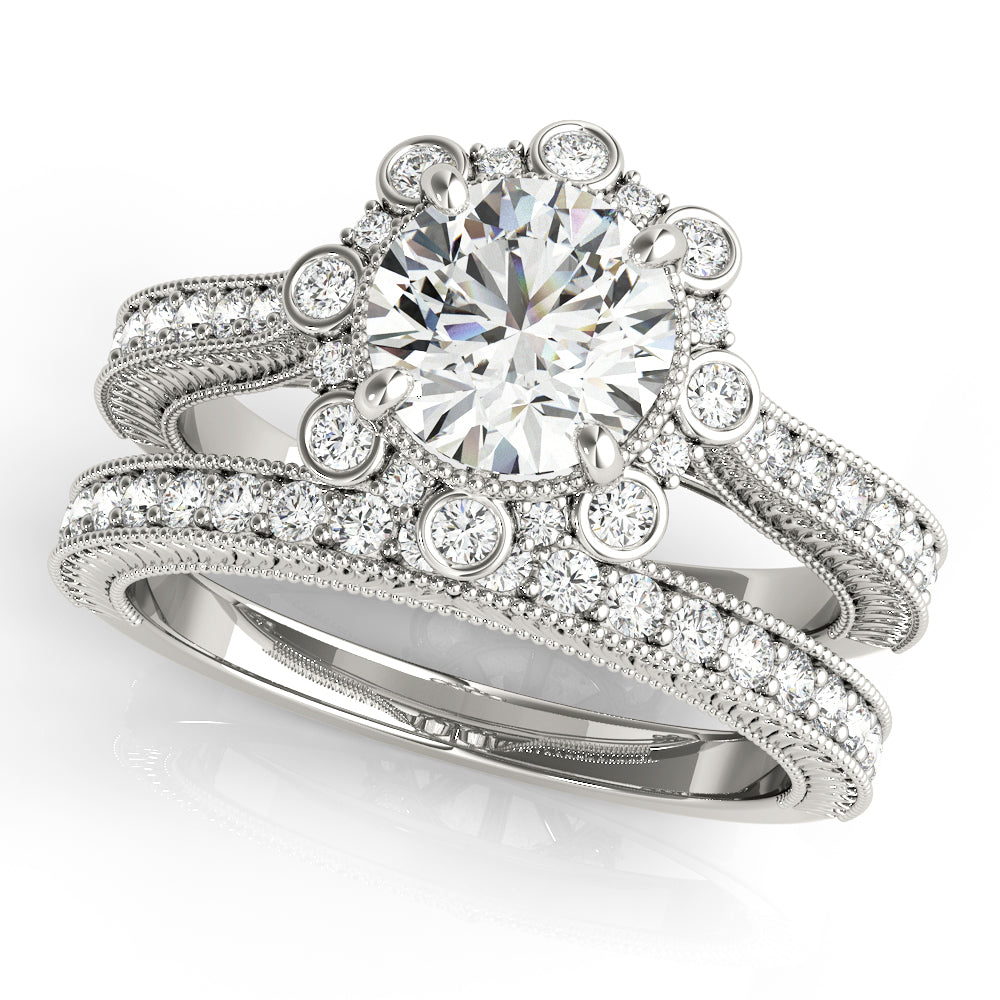 14K White Gold 1 CT Diamond Halo Engagement Ring