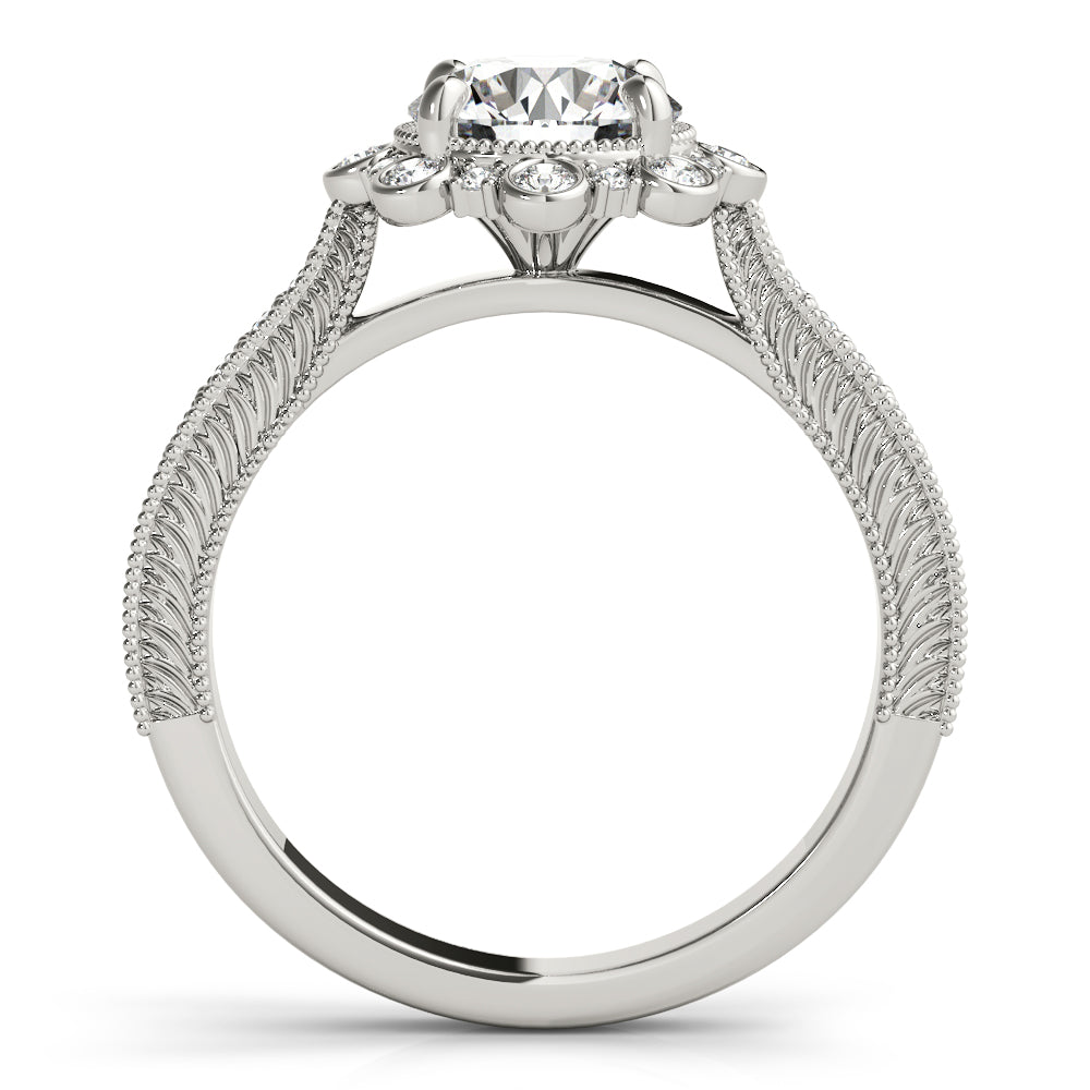 Platinum 1 CT Round Diamond Halo Engagement Ring