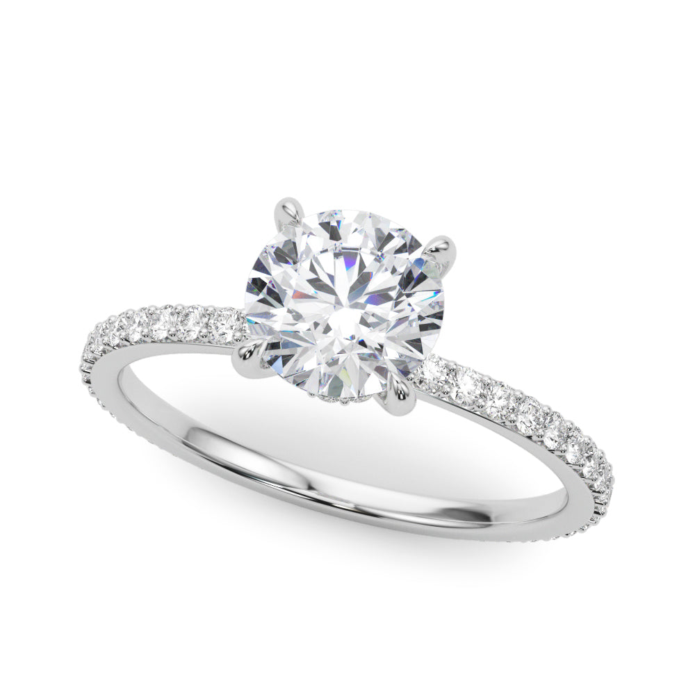 Platinum 1 CT Round Diamond Halo Engagement Ring
