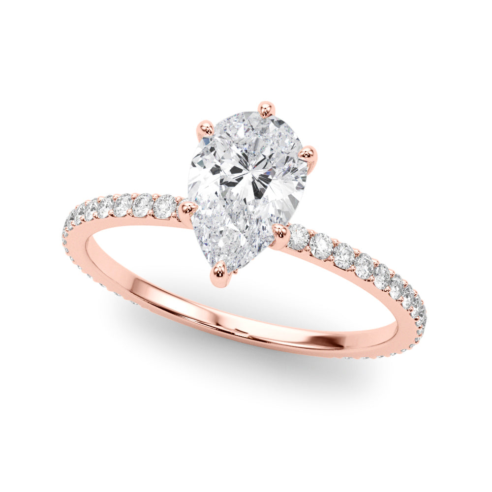 14K Rose Gold Diamond Halo Engagement Ring