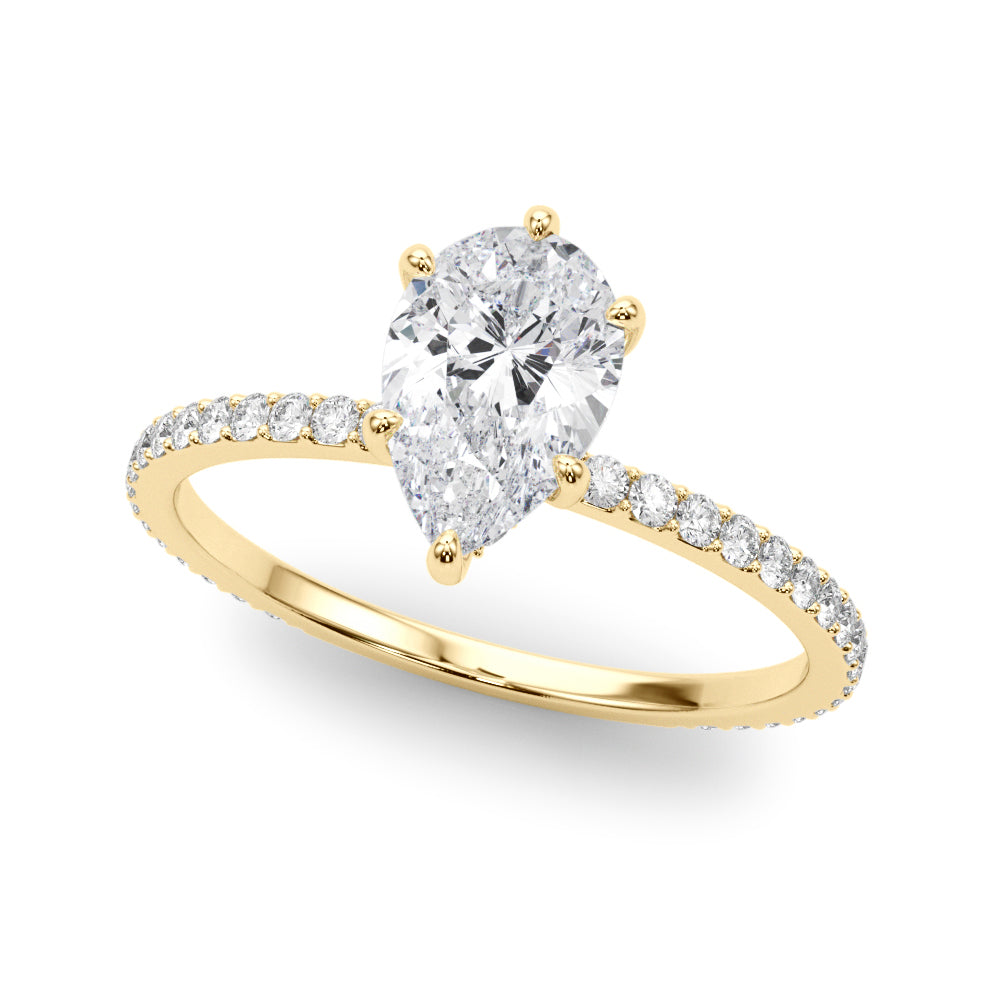 14K Yellow Gold Round Diamond Halo Ring
