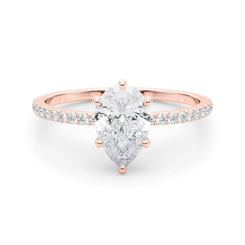 14K Rose Gold Diamond Halo Engagement Ring
