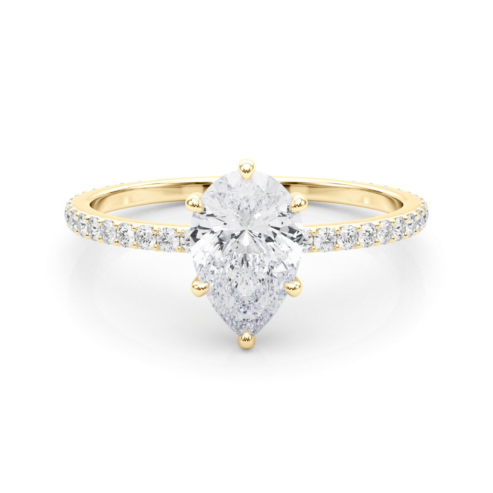14K Yellow Gold Round Diamond Halo Ring