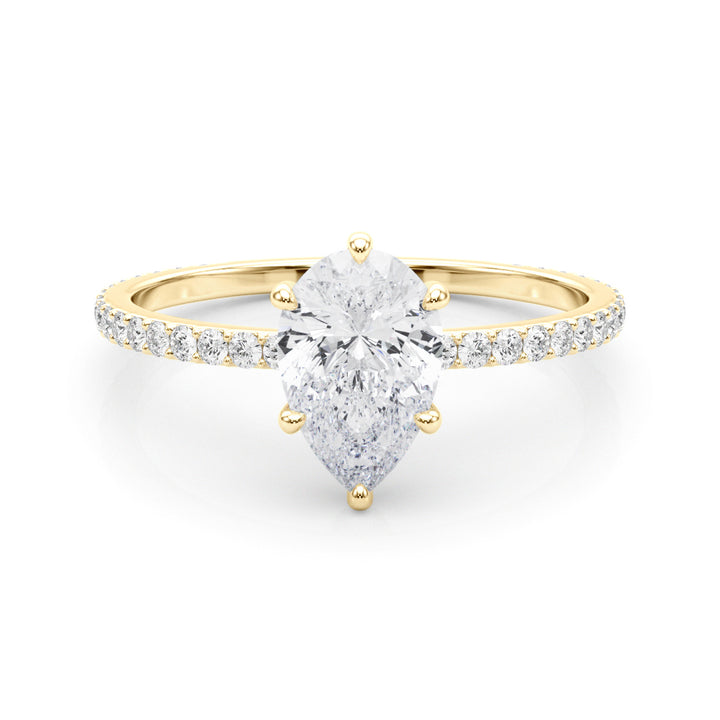 14K Yellow Gold Round Diamond Halo Ring