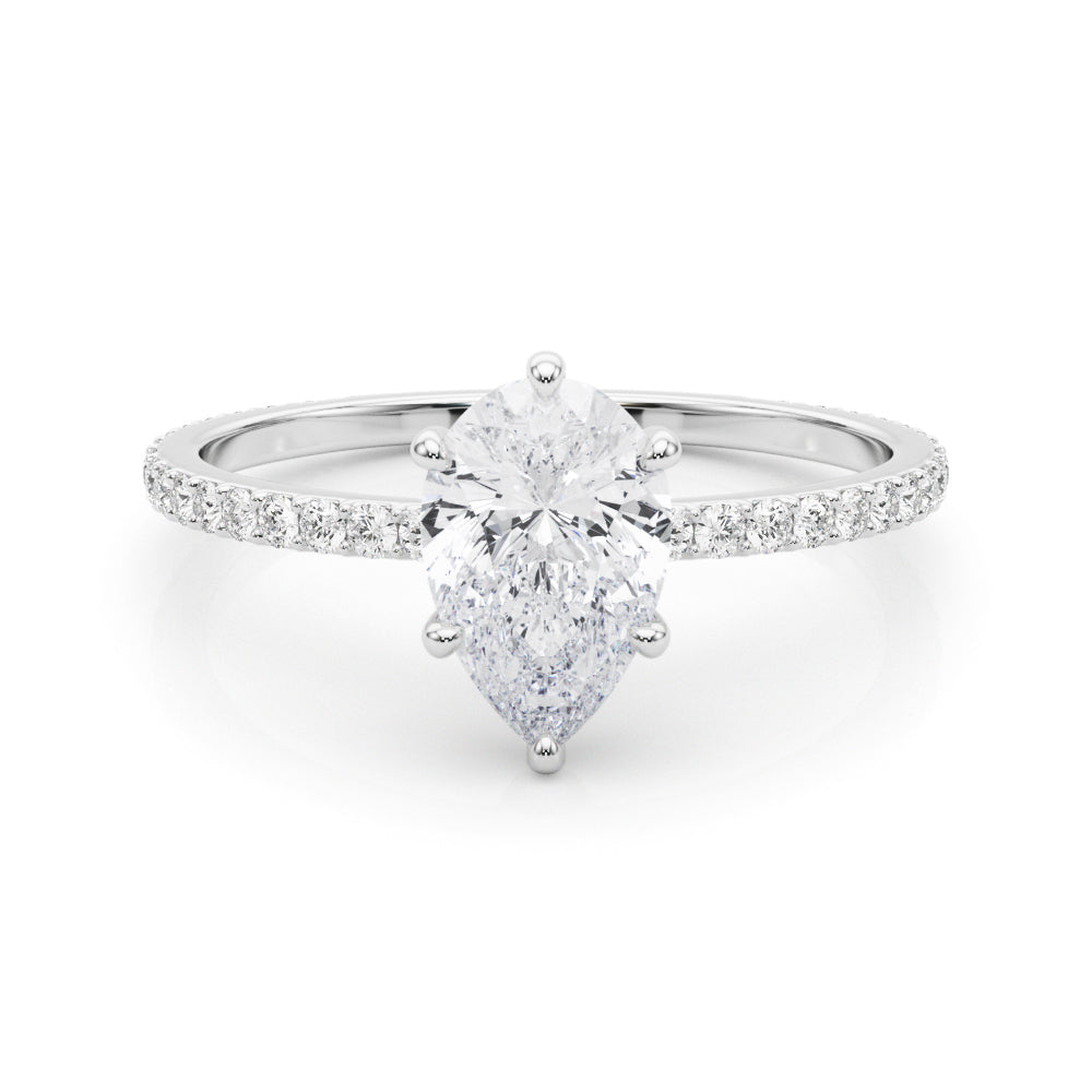 18K White Gold Diamond Halo Engagement Ring