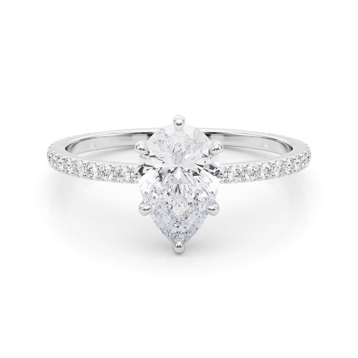 18K White Gold Diamond Halo Engagement Ring