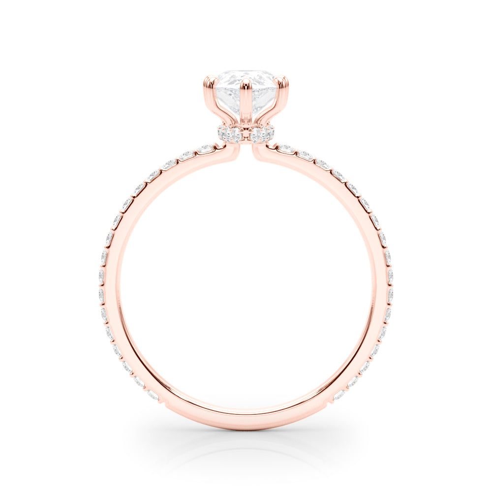 14K Rose Gold Diamond Halo Engagement Ring