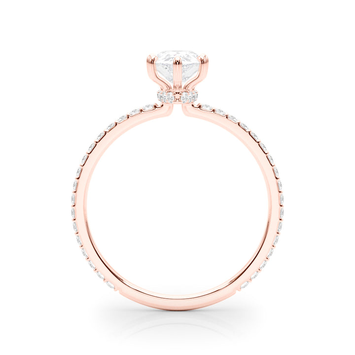 14K Rose Gold Diamond Halo Engagement Ring